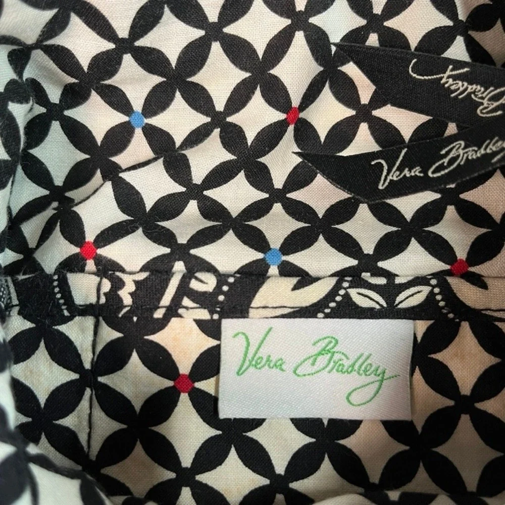 Vera Bradley Midnight Blues Crossbody Bag Black White Floral Quilted Cotton